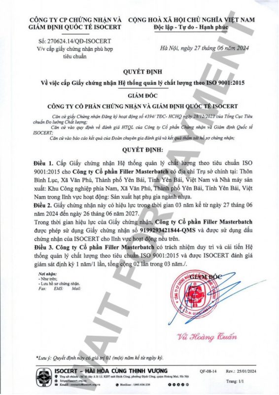 CÔNG TY CỔ PHẦN FILLER MASTERBATCH